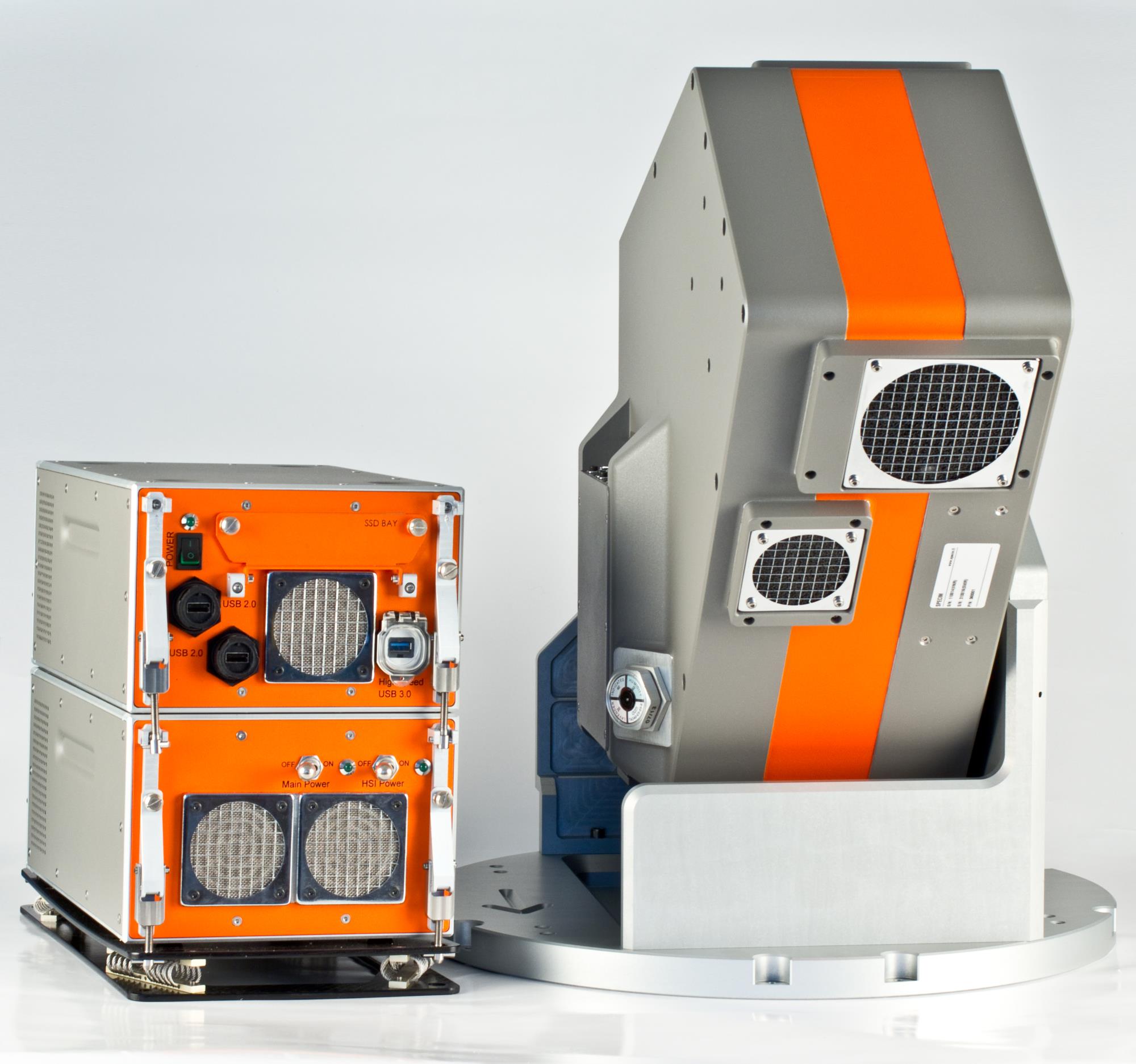 AisaFENIX 1K VNIR SWIR Airborne Hyperspectral System Specim AisaFENIX1K system mounted on platform with PCU and PDU units on stabilized platform