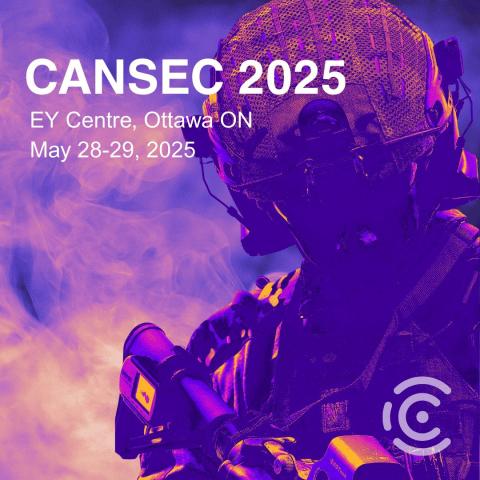 CANSEC 2025 Event Image Military soldier in tactical gear imaged using infrared imaging with CANSEC 2025 title